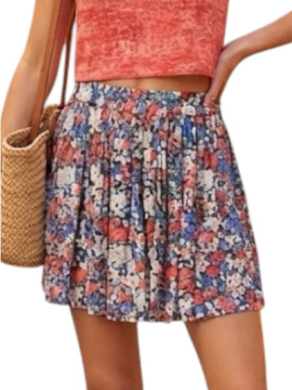 AEROPOSTALE Preppy Balletcore Pink Boho Floral Print Circle Mini Skirt Small